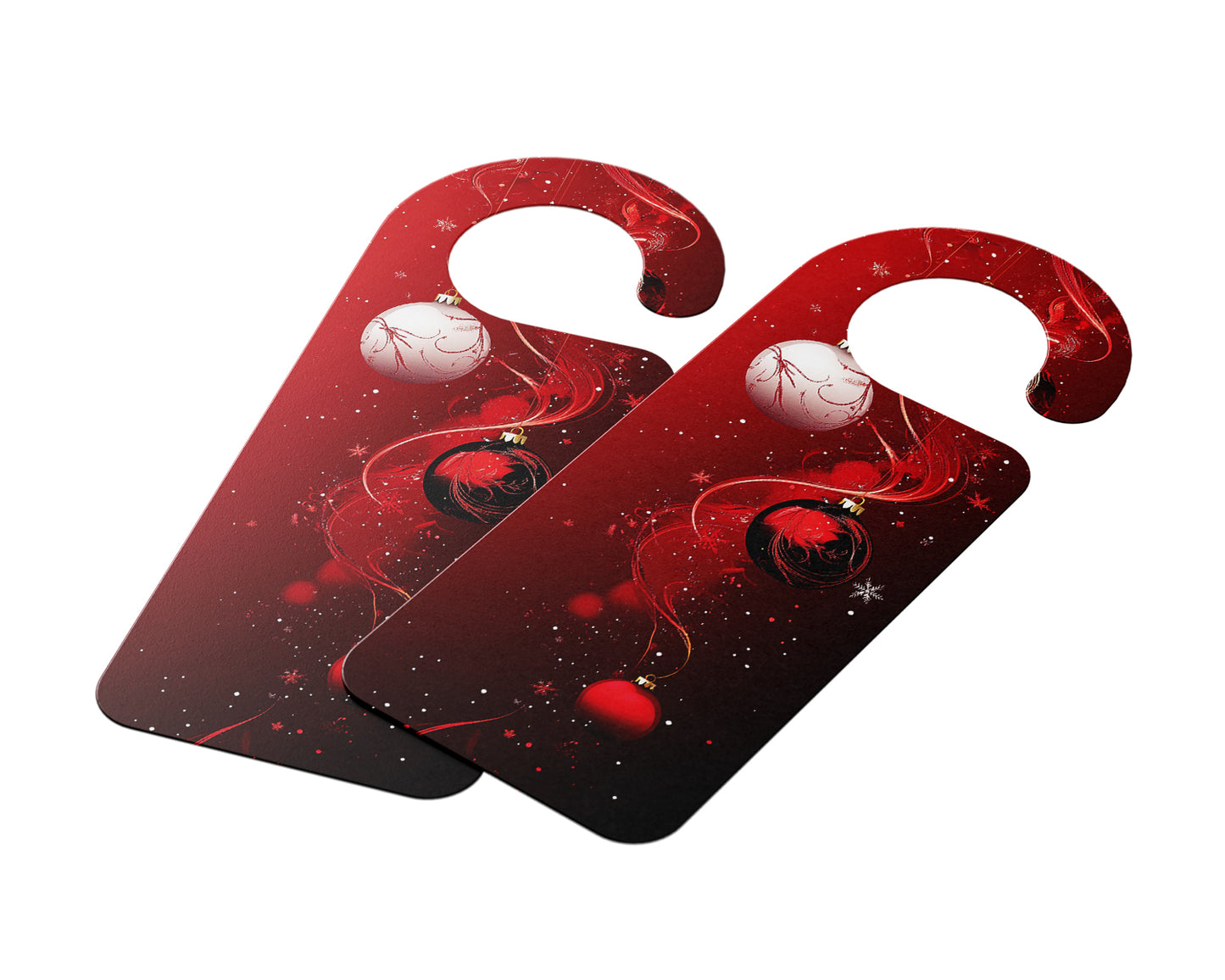 Christmas Door Hanger – Elegant Red and Black Ornaments with Gold Swirls