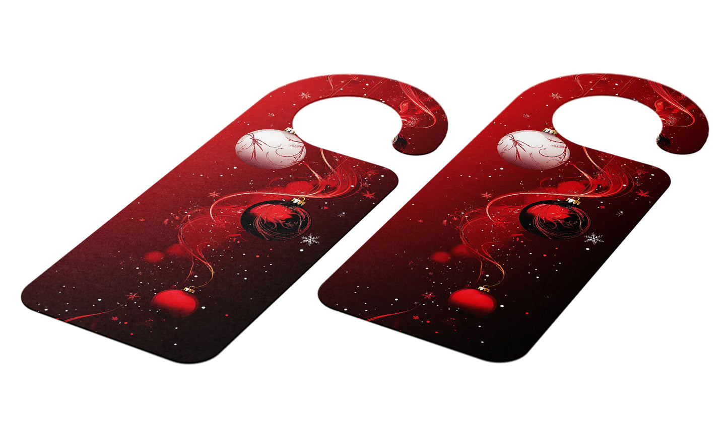 Christmas Door Hanger – Elegant Red and Black Ornaments with Gold Swirls