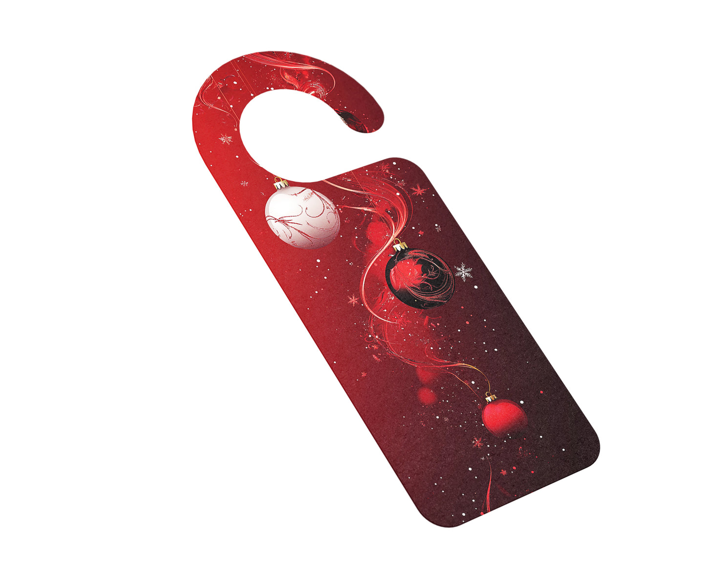 Christmas Door Hanger – Elegant Red and Black Ornaments with Gold Swirls