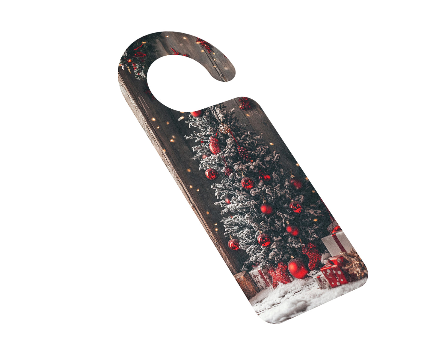 Christmas Door Hanger – Festive Decorated Christmas Tree with Red Ornaments