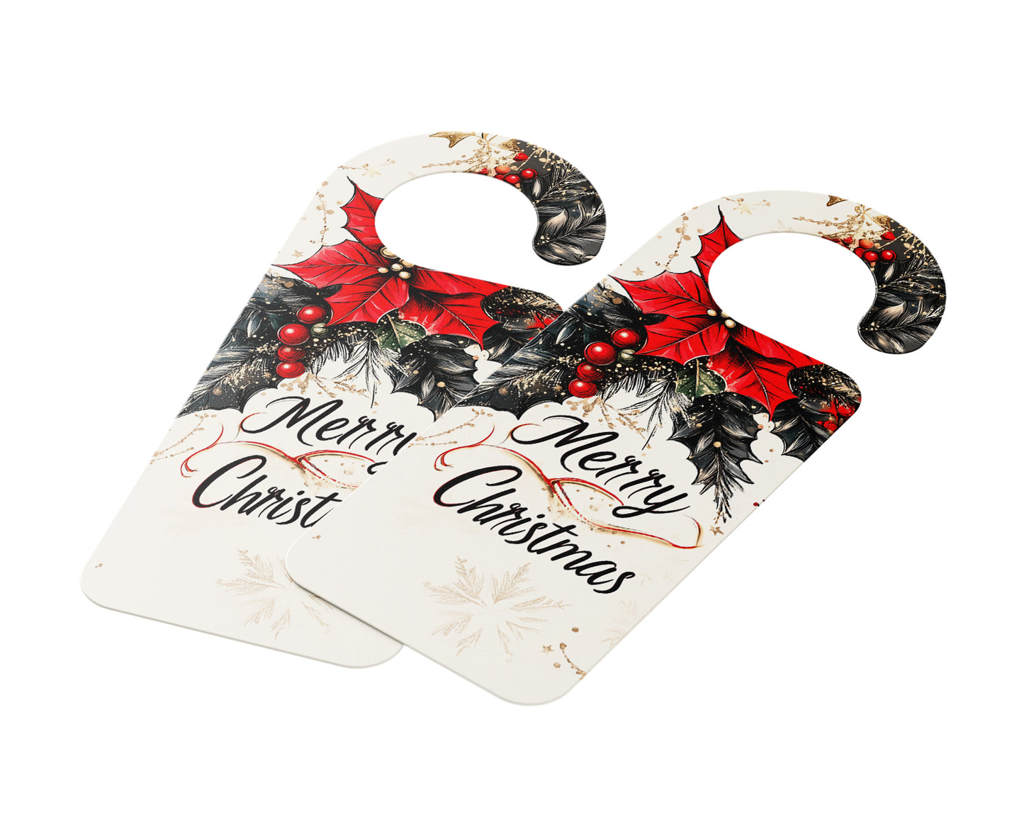 Christmas Door Hanger – "Merry Christmas" Greeting with Festive Evergreen and Red Bows