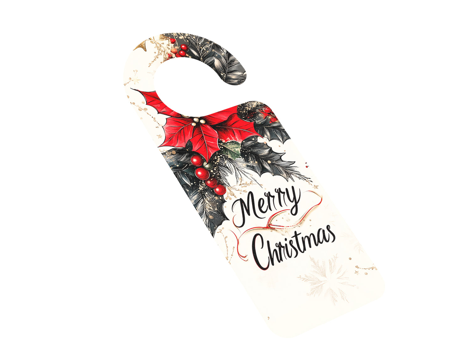 Christmas Door Hanger – "Merry Christmas" Greeting with Festive Evergreen and Red Bows