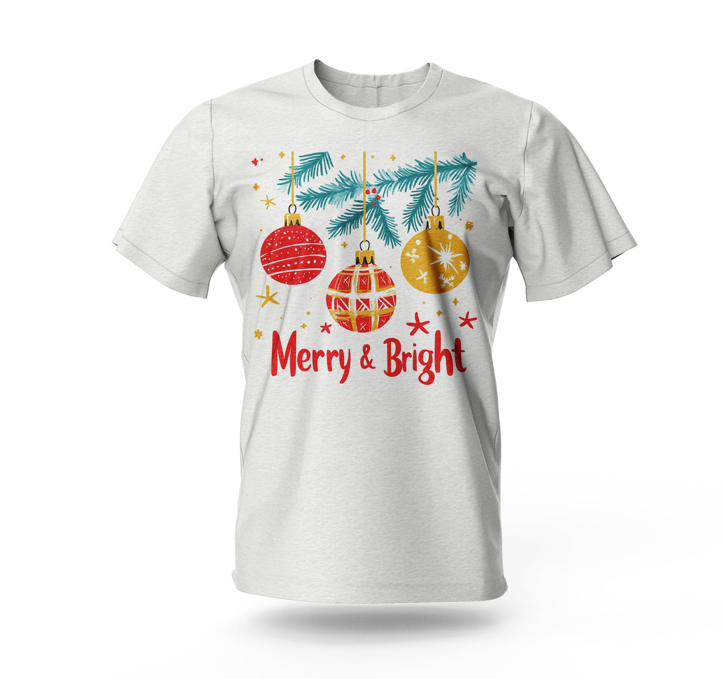 Christmas T-Shirt – Festive Ornament Design with Evergreen Branch