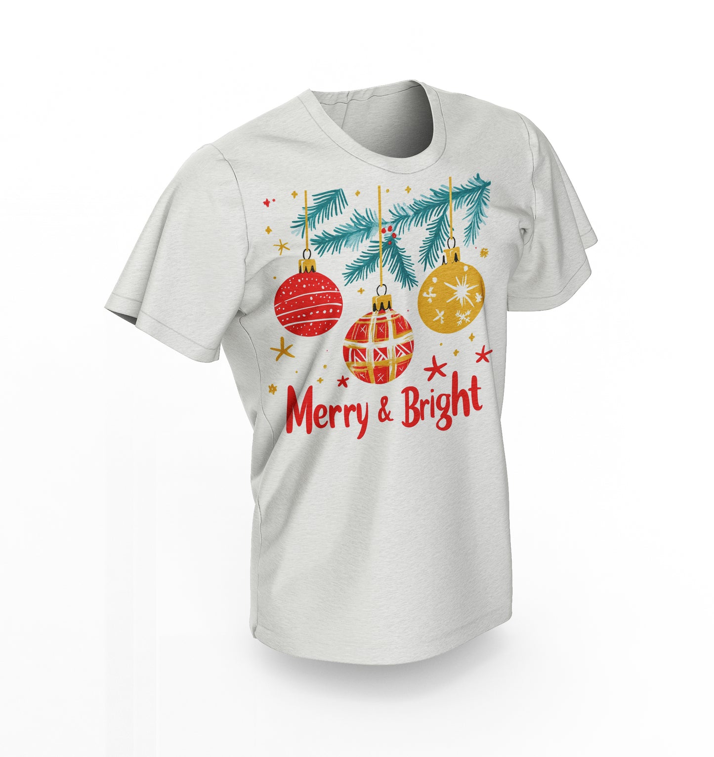 Christmas T-Shirt – Festive Ornament Design with Evergreen Branch