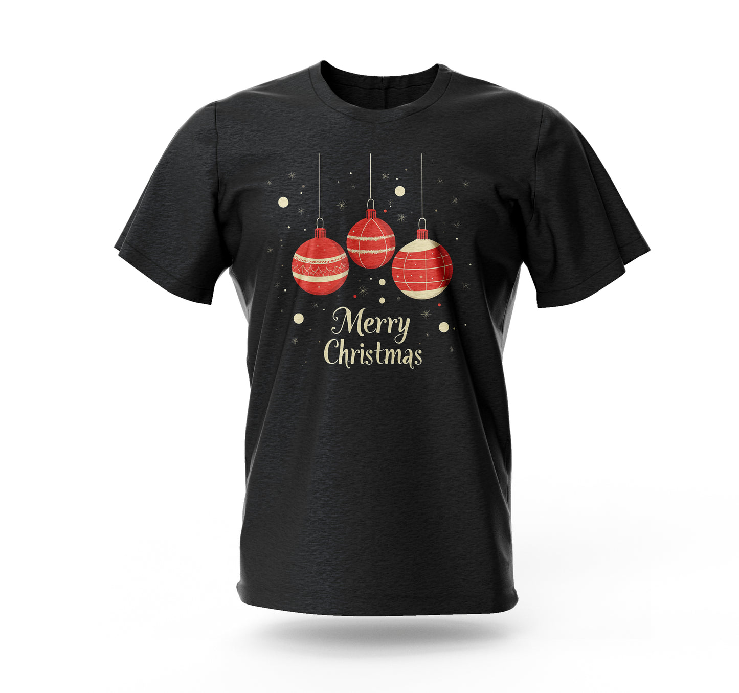 Christmas T-Shirt – Festive Ornaments with "Merry Christmas" Script