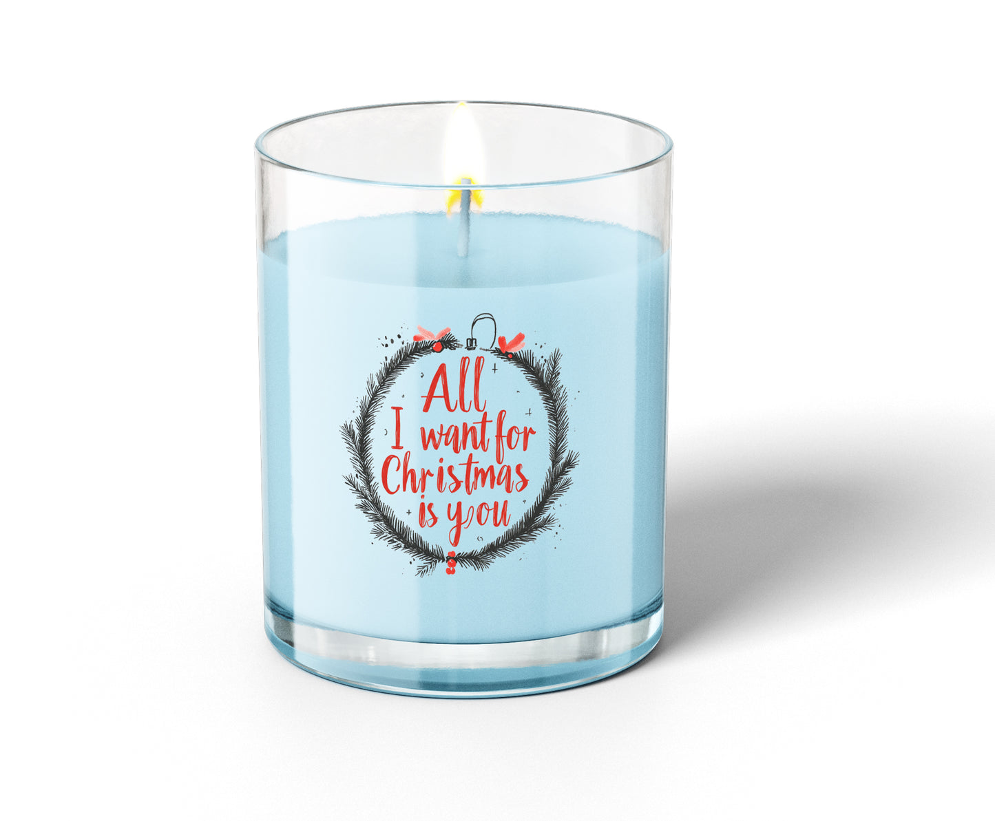 Glass Jar Soy Wax Candle – "All I Want for Christmas is You" with Decorative Wreath – Perfect Holiday Scented Candle for Home Décor & Christmas Gifts